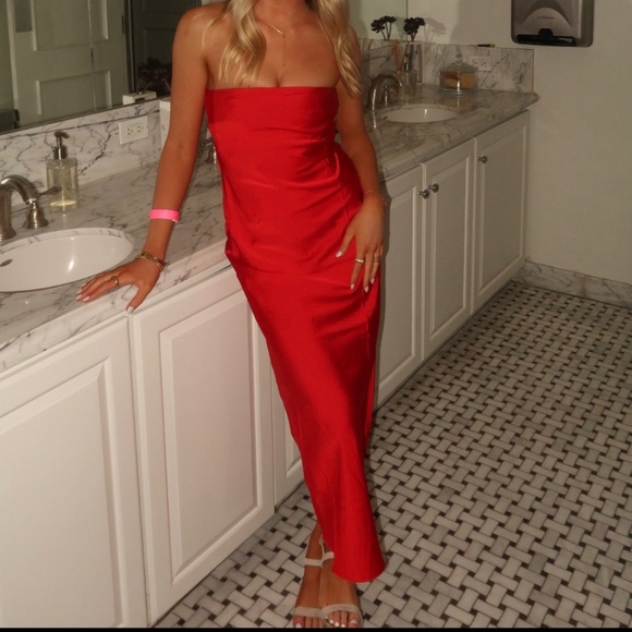 Red JCrew Long Strapless Dress - Picture 1 of 4